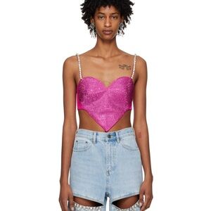 NWT Area Fuschia crystal trim heart top size 6